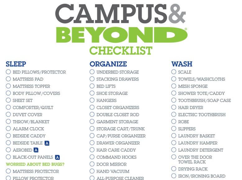 bed bath and beyond dorm essentials