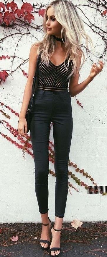 all black date night outfit